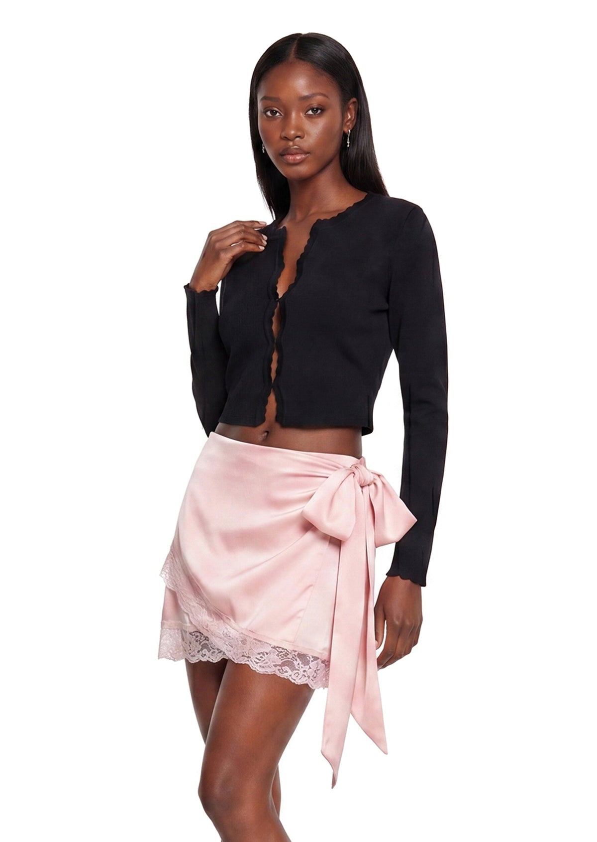 Abdul Lace Mini Skirt In Pink