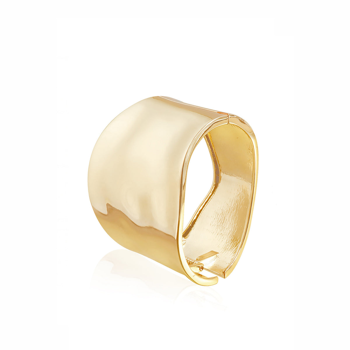 Gold-Plated Chunky Ripple Wide Cuff Bracelet