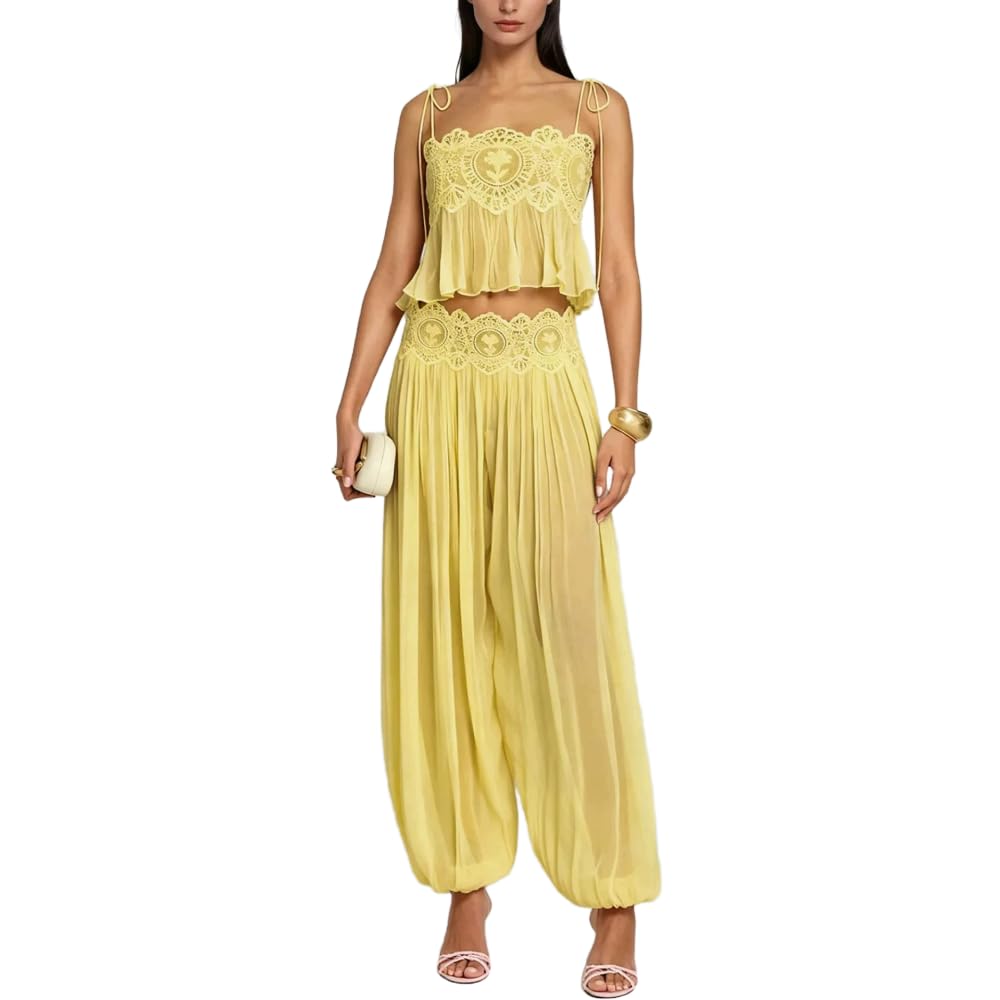 ( 60% OFF Final Week ) Luenie Chiffon Top & Pant Two Piece Set - 8 colors