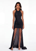 Sabriya Lace And Mesh Dress In Black