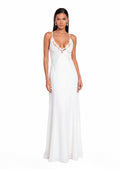 Analeigh Lace Satin Maxi Dress In White