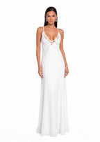 Analeigh Lace Satin Maxi Dress In White