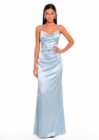 Kade Backless Satin Maxi Dress In Blue