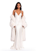 Gabija Satin V Neck Maxi Dress In White