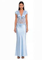 Floor Length Maxi Skirt In Baby Blue