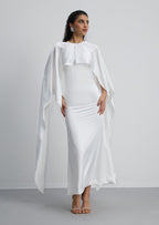Satin Cape Two Piece Maxi Dress