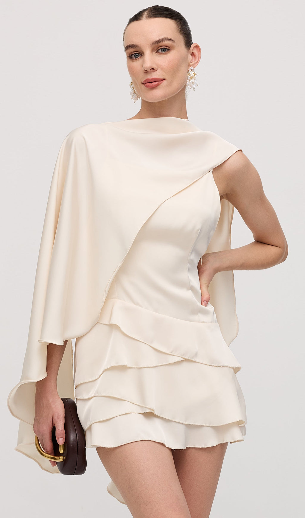 Satin Cape Two Piece Mini Dress