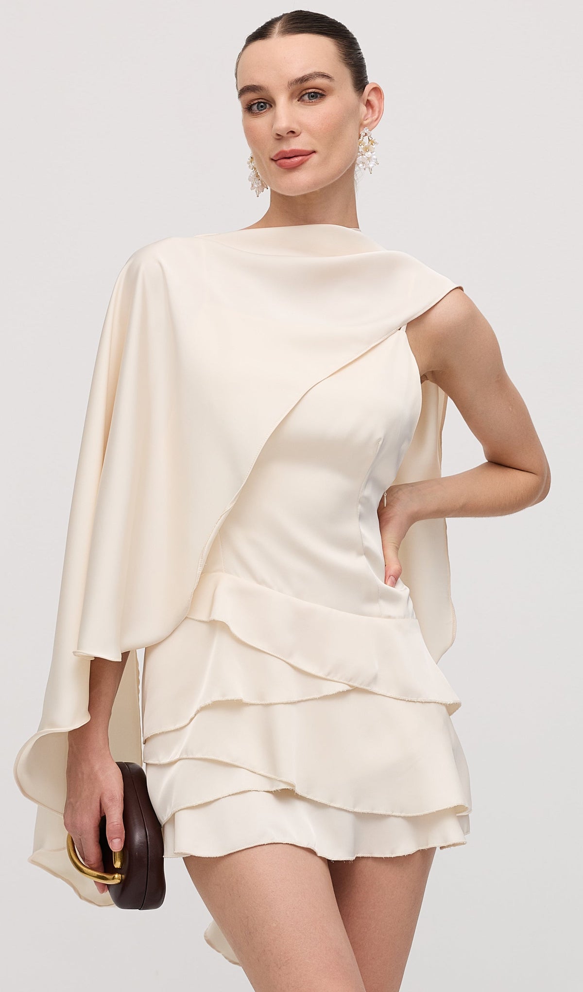 Satin Cape Two Piece Mini Dress