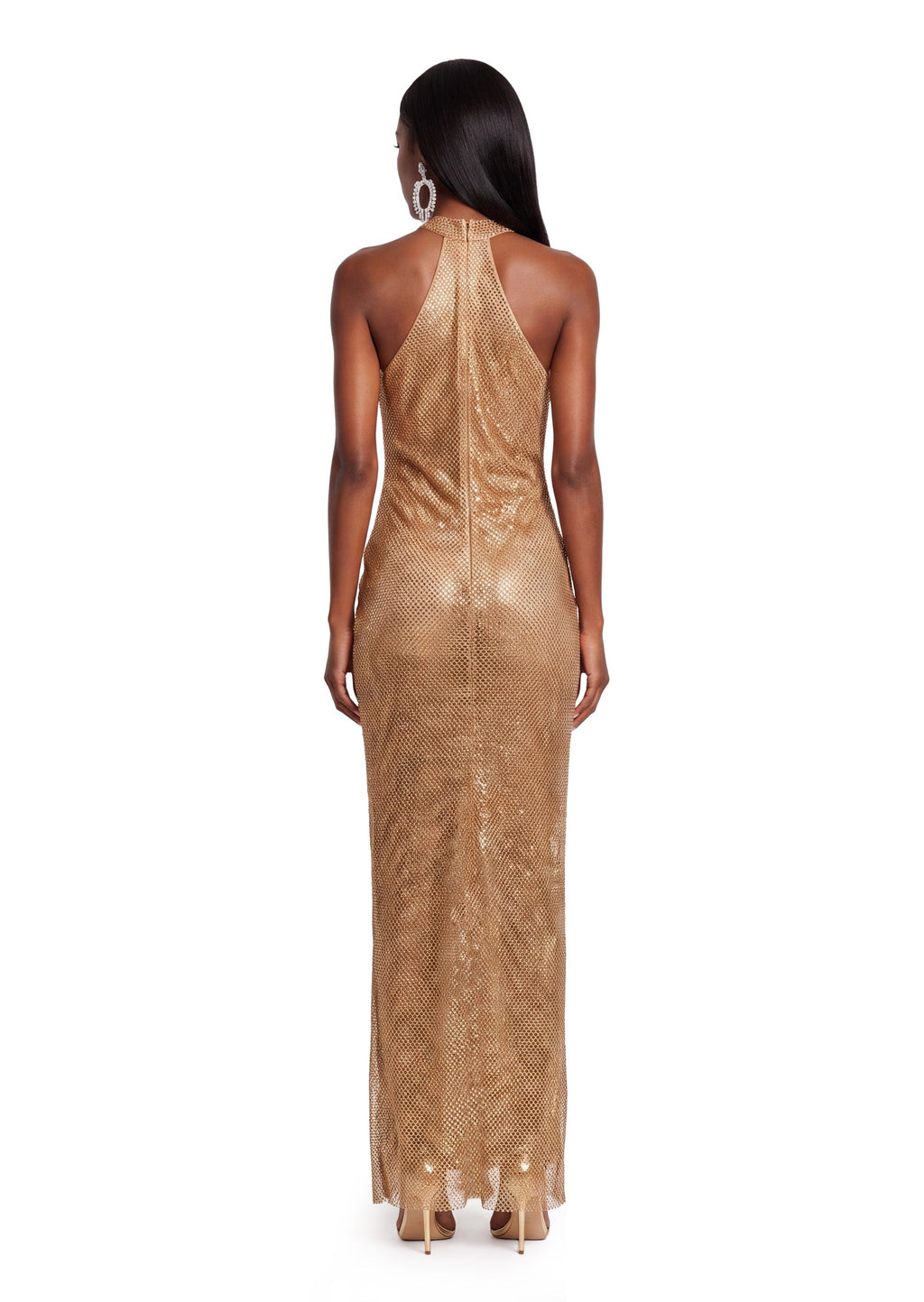 Pabla Halterneck Glitter Split Maxi Dress