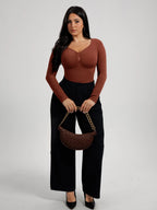 Seamless Long Sleeve Tummy Control Thong Bodysuit