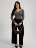 Seamless Long Sleeve Tummy Control Thong Bodysuit