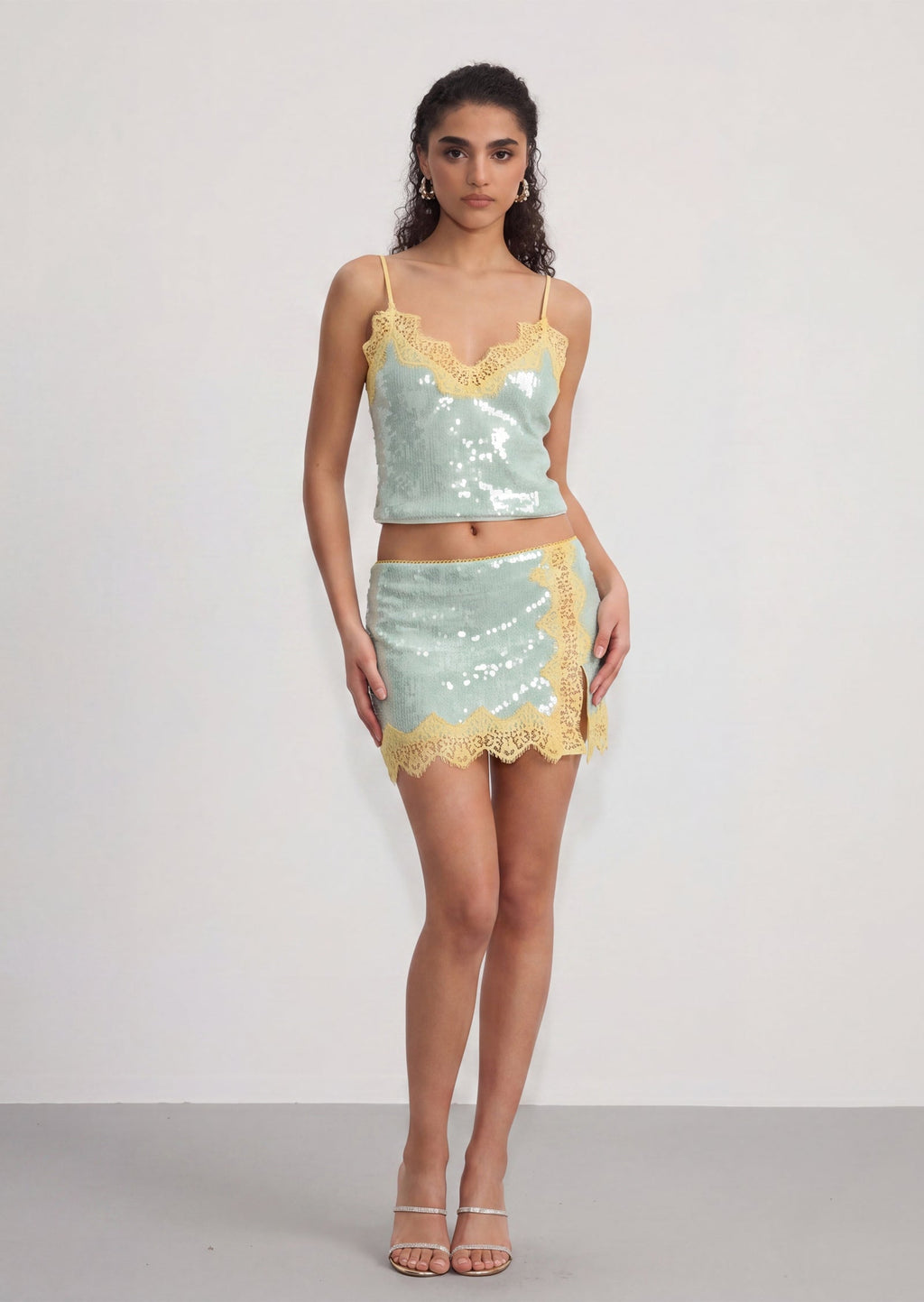 Melora Sequined Top & Mini Skirt Set
