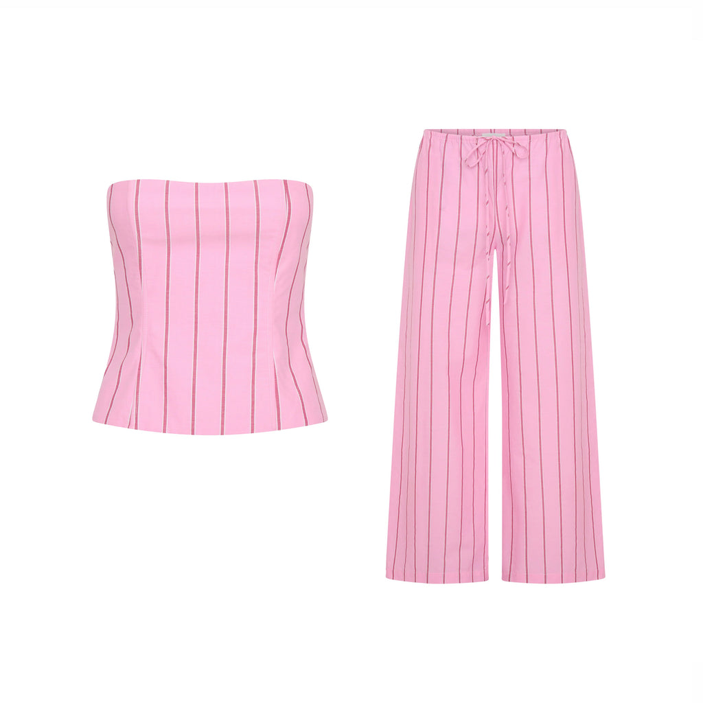 Sabrina Stripe Strapless Corset & Maxi Pants Set
