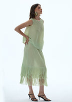 Nadav Stretch Top & Midi Skirt In Light Green