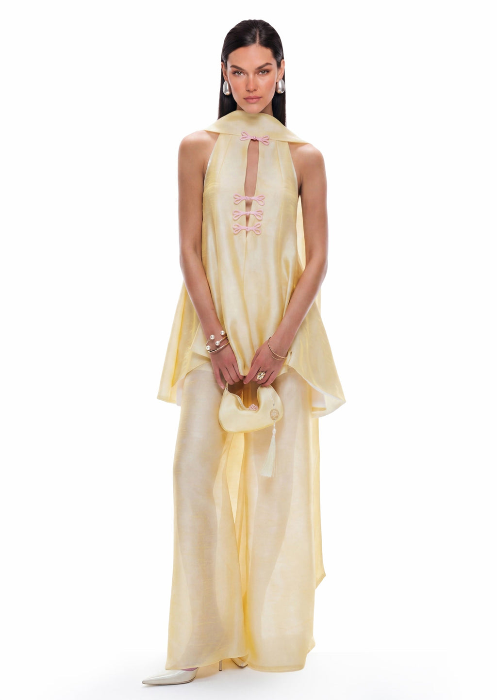 Abilyx Halter Top & Maxi Pants Set In Yellow