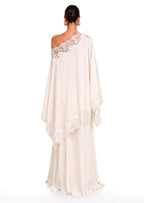 Cadfan Satin Lace Trim Skirt Set In White