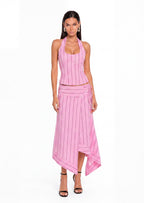 Sabrina Stripe Halter Corset & Wrap Skirt Set