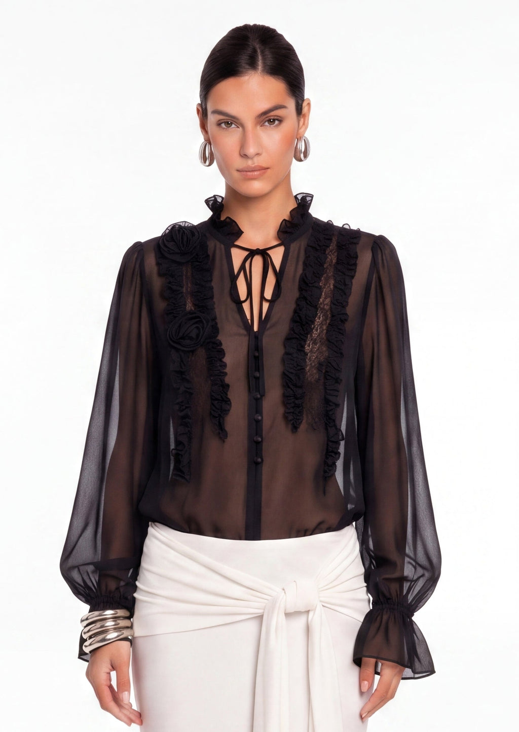 Jadey Sheer Top In Black