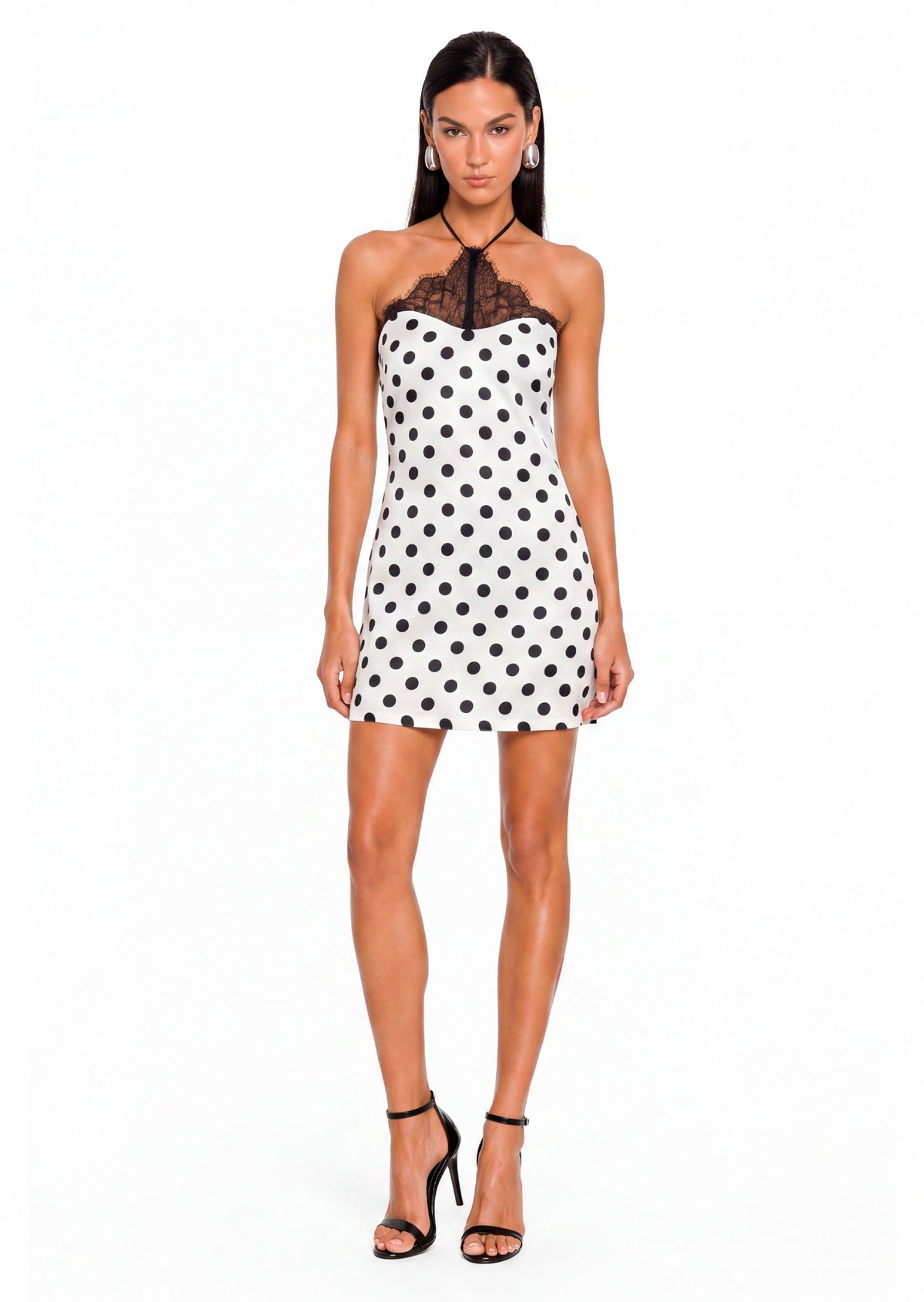 Qasim Polka Dot Halter Slip Mini Dress