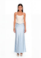 Floor Length Maxi Skirt In Baby Blue