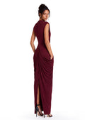 Aceso Sleeveless Ruched Maxi Dress In Claret