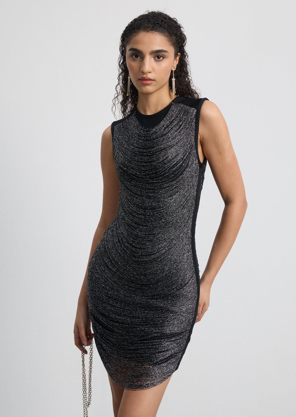 Sleeveless Fringed Bandage Mini Dress
