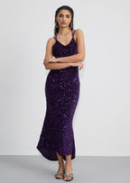 Sleeveless Sequin Open Back Maxi Dress