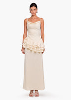 Sleeveless Layered Ruffled Maxi Dress Champagne