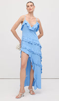 Sleeveless Rayon Ruffle Midi Dress