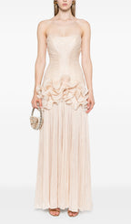 Slim Strapless Ruffle Maxi Dress