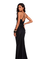 Gabby V Neck Pleated Maxi Dress In Black