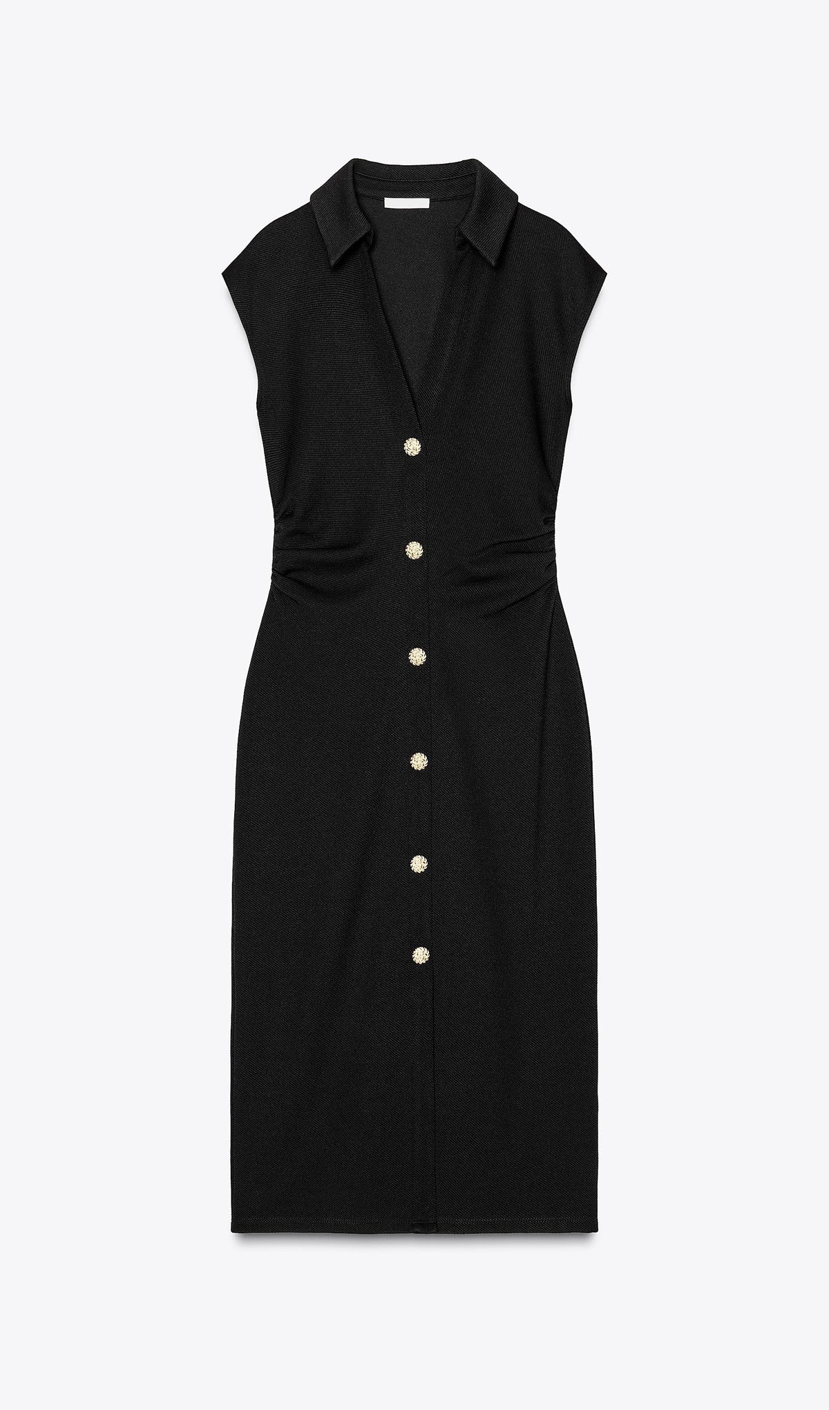 Solid Pique Shirt Midi Dress