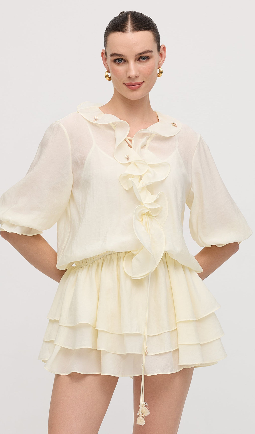 Solid Tiered Ruffles Mini Dress