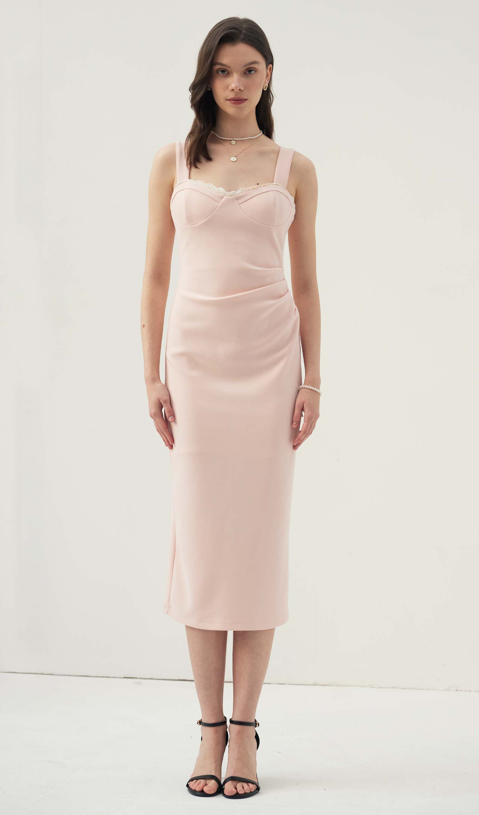 Solid A Line Midi Dress