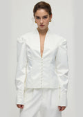 Solid Deep V Wide Shoulder Coat
