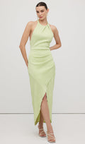 Solid Ribbed Halter Maxi Dress
