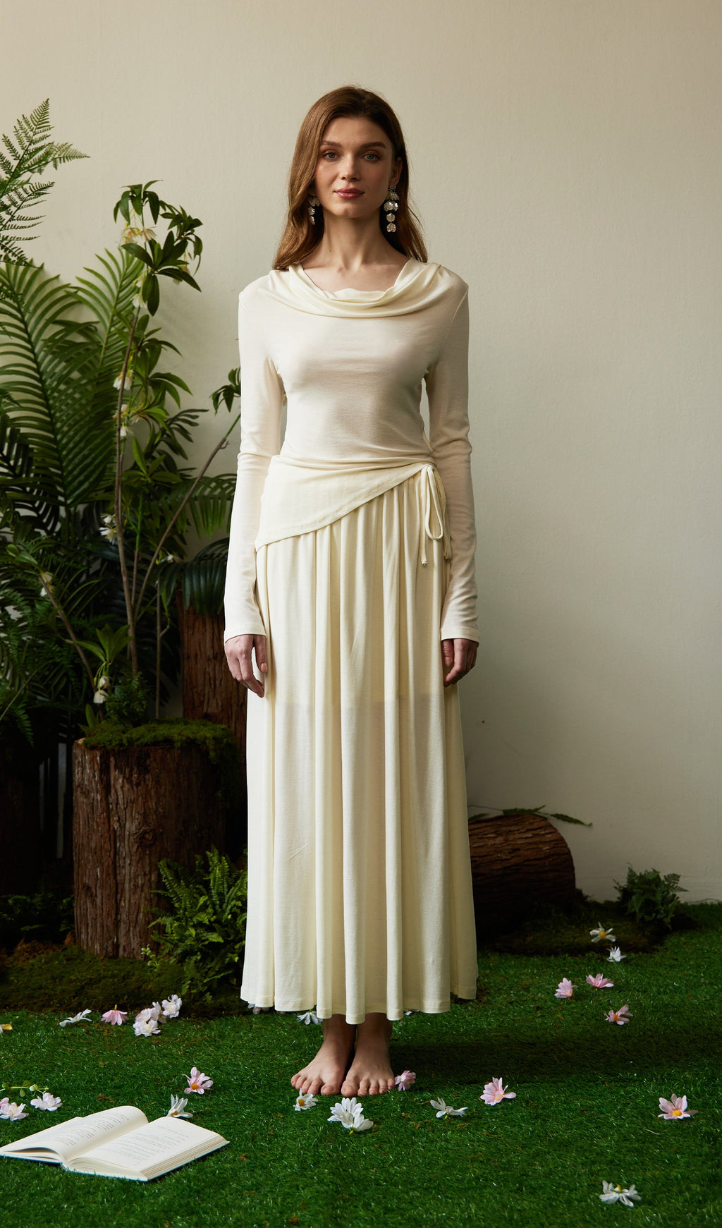 Solid Stretch Jersey Gathers Sets Skirt