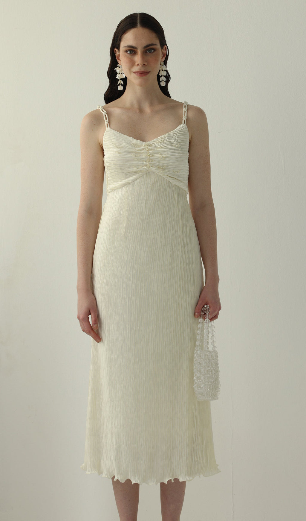 Solid Texture Slip Midi Dress