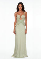 Spiral Lotus Leaf Maxi Dress In Green