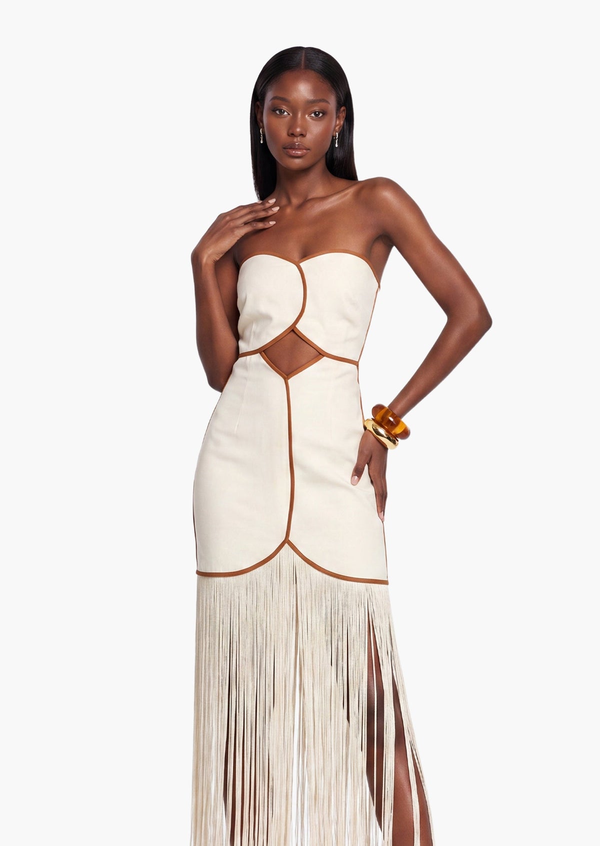 Off Shoulder Hollow Out Tassel Maxi Dress