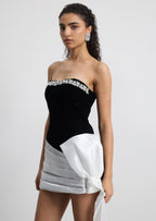 Strapless Mini Dress With Bow Ribbon