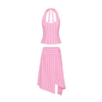 Sabrina Stripe Halter Corset & Wrap Skirt Set