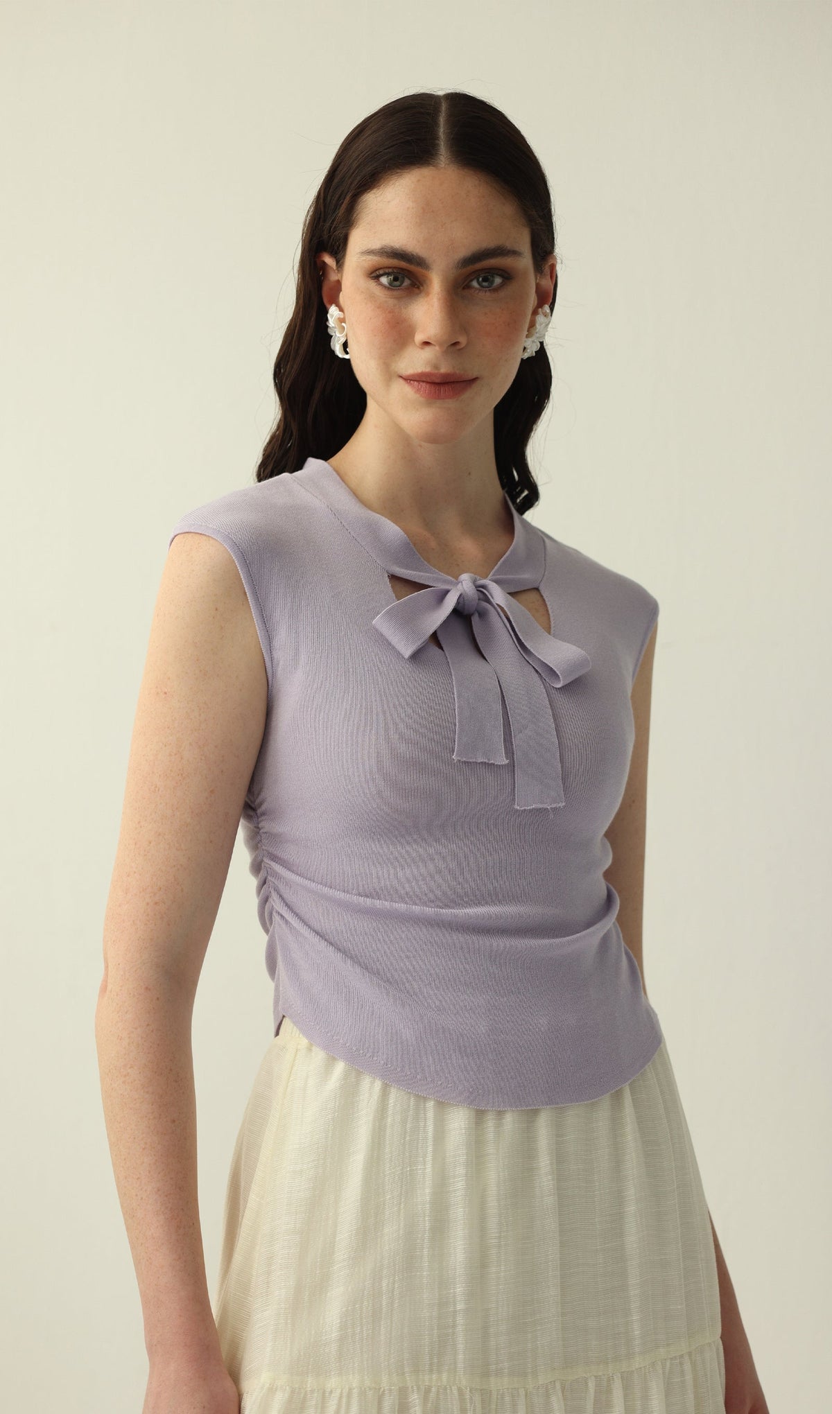 Tie Up Neck Knit Top