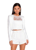 Xakery Fringe Long Sleeve Top In White