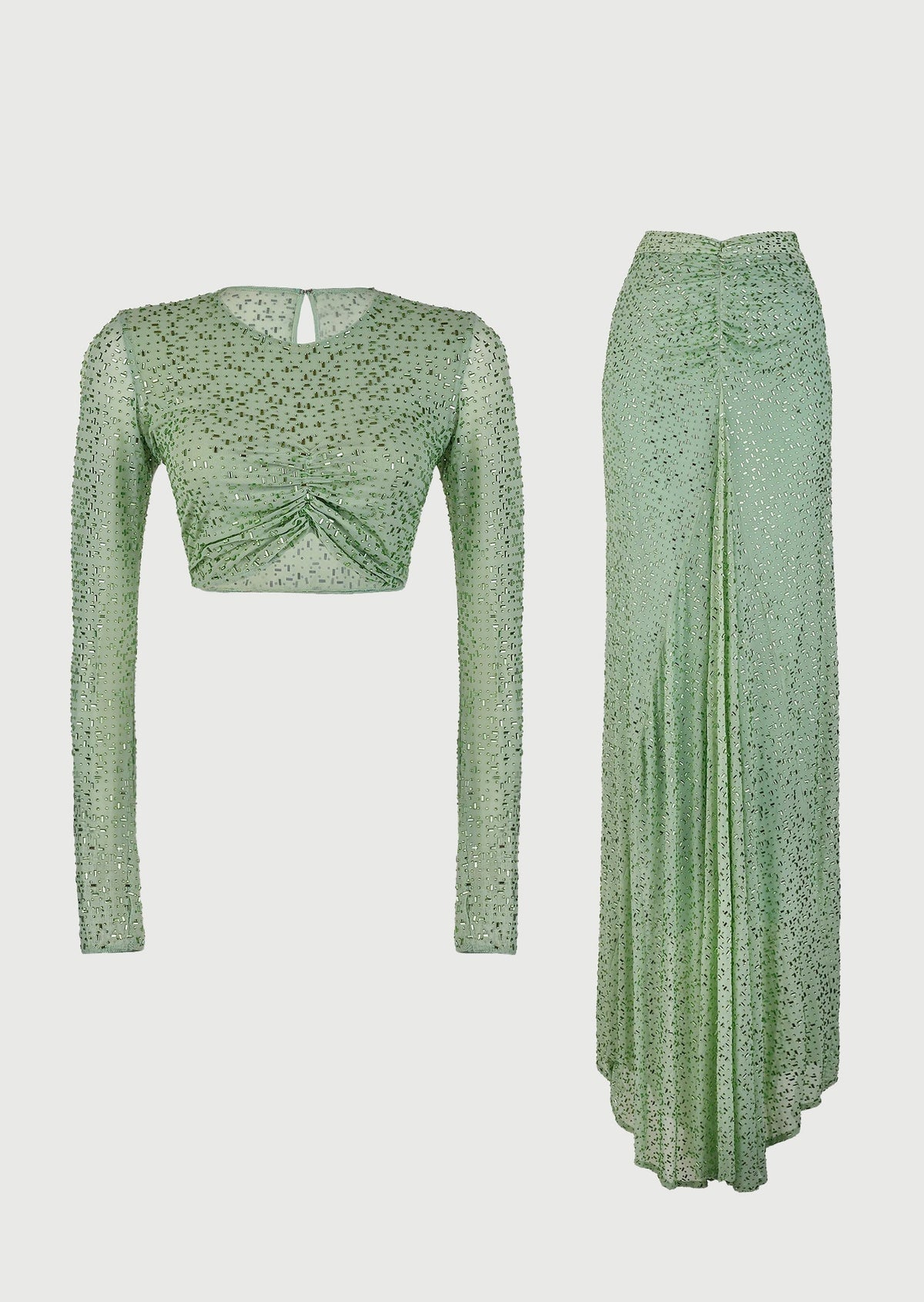 Layali Rose Twisted Top & Draped Maxi Dress Set