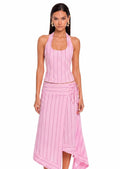 Sabrina Stripe Halter Corset & Wrap Skirt Set