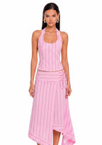 Sabrina Stripe Halter Corset & Wrap Skirt Set