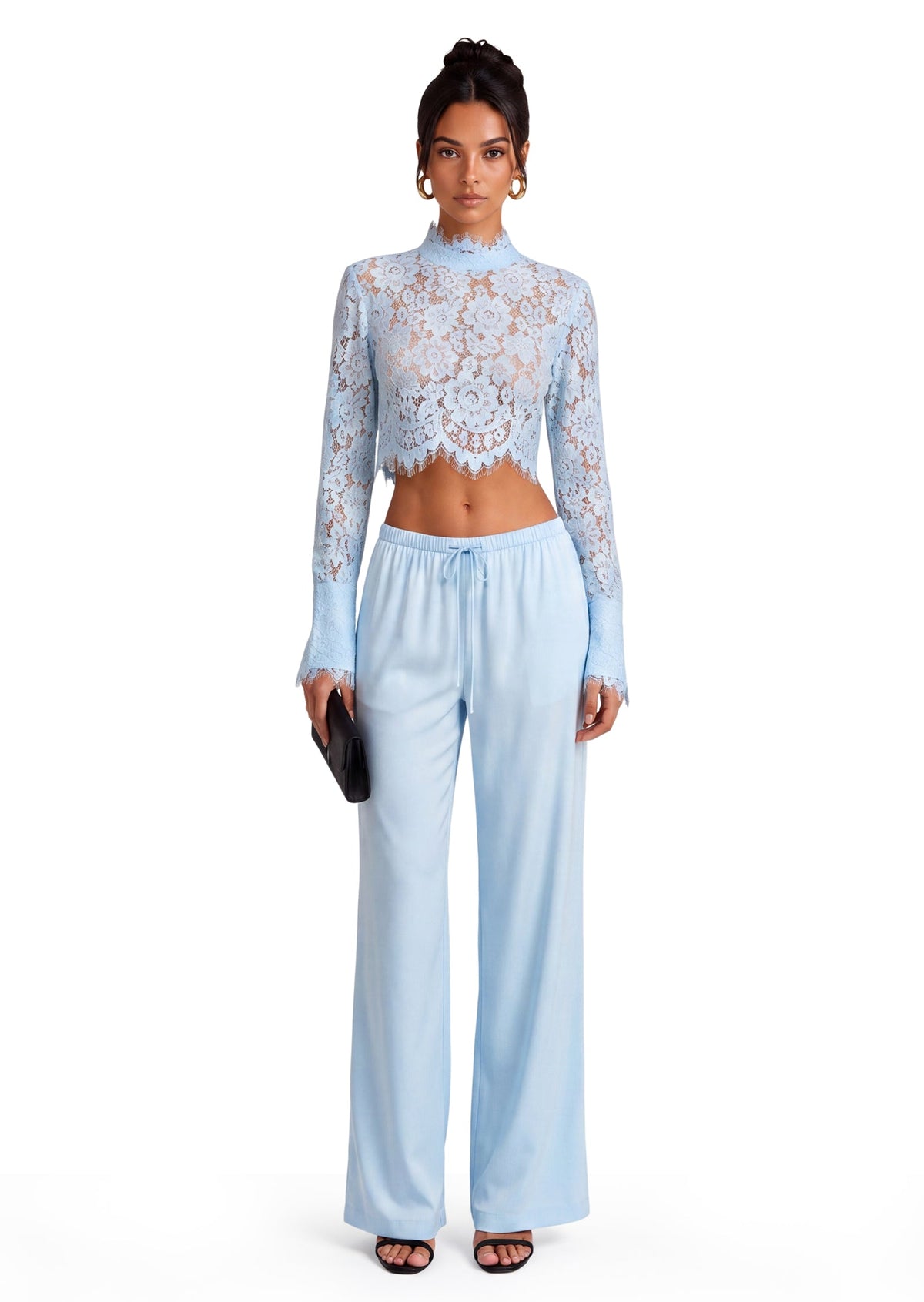 Aula Piece Set Pants & Lace Top Blue