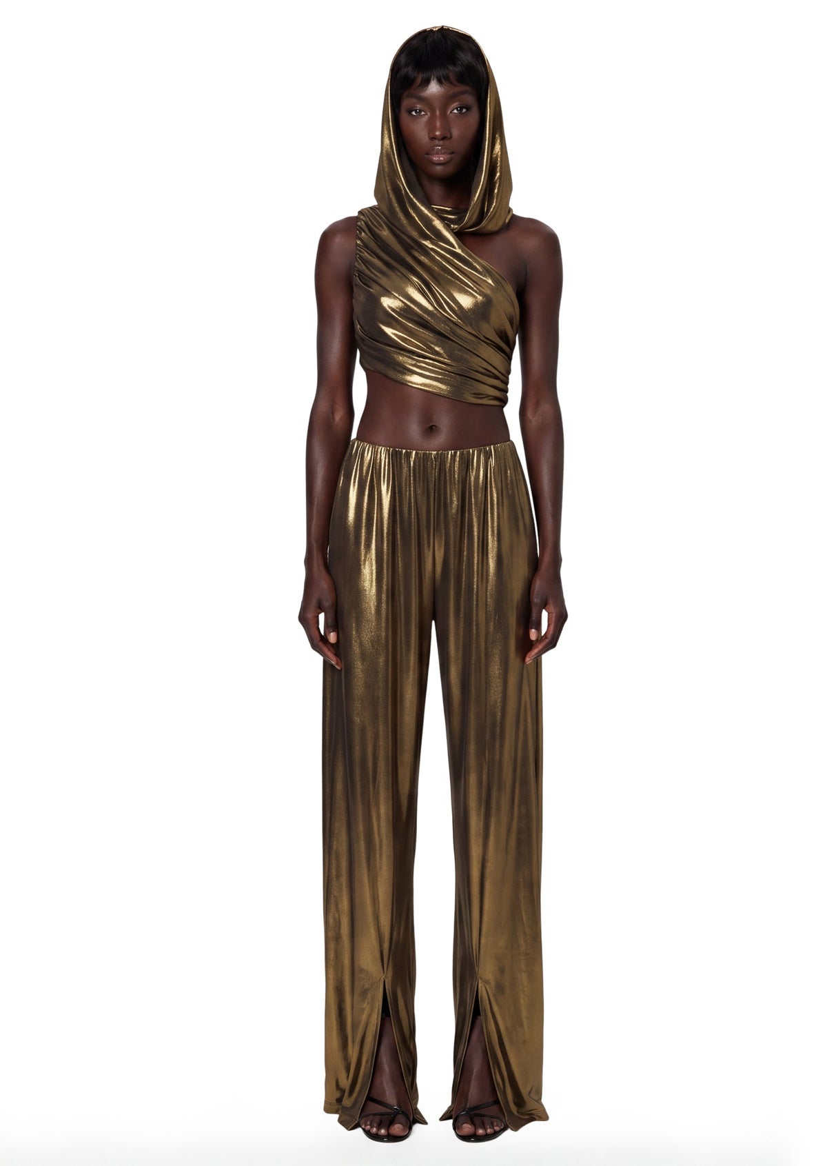 Abiel Draped Top With Hood & Harem Pants Set
