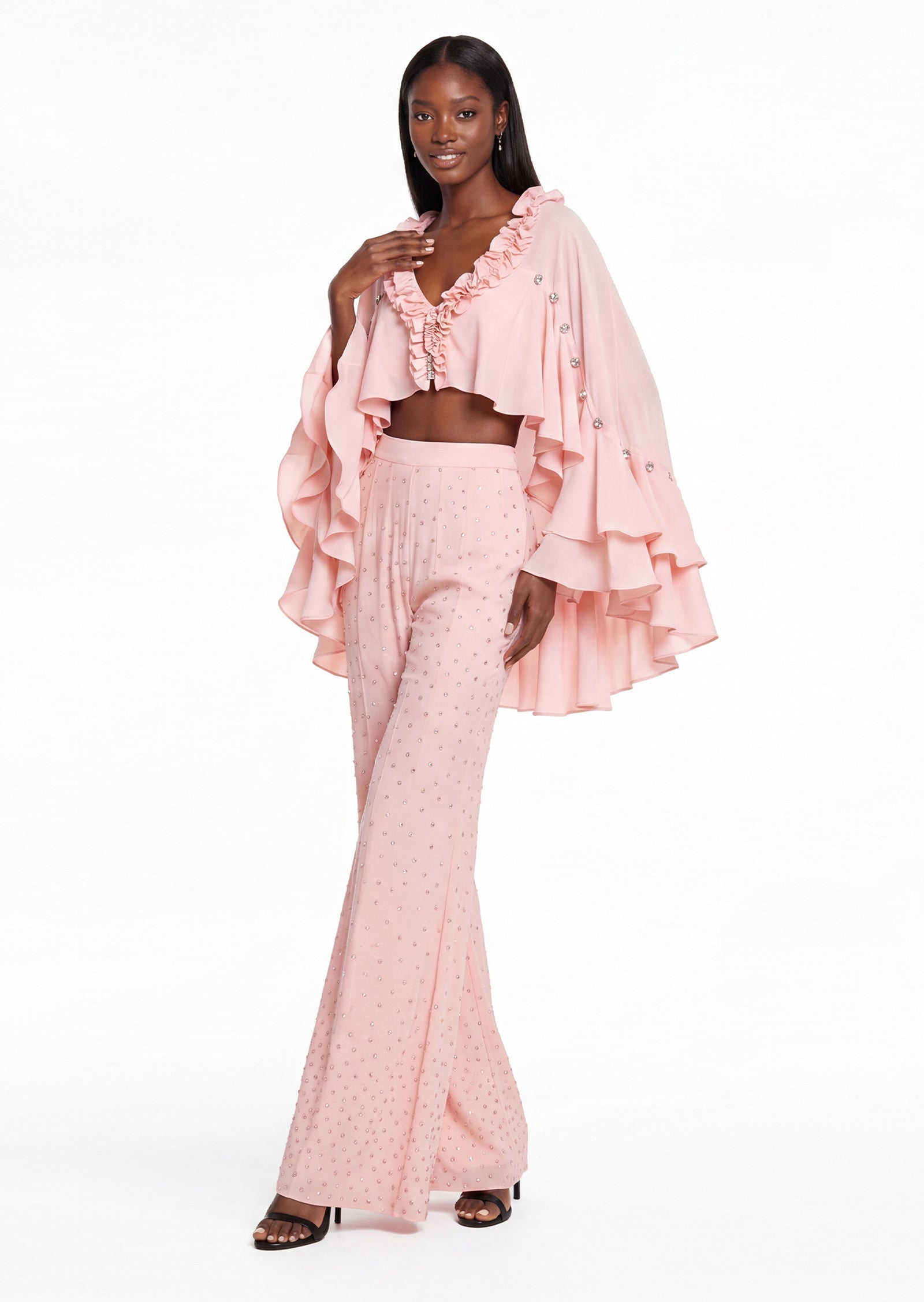 Bahula Ruffle Two Piece Set In Pink